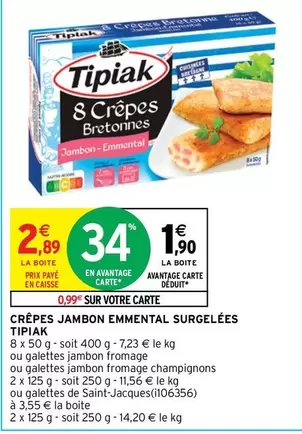 Tipiak - Crêpes Jambon Emmental Surgelées