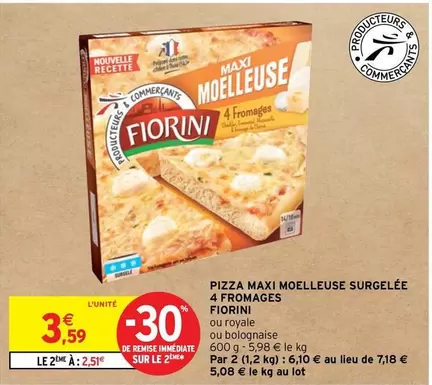 Fiorini - Promo Pizza Maxi Moelleuse Surgelée 4 Fromages : Une Délicieuse Association de Saveurs