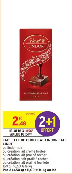 Lindt - Tablette De Chocolat Lindor Lait