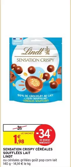 Lindt - Sensation Crispy Céréales Soufflés Lait