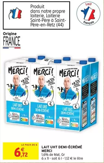 Merci - Lait UHT Demi-écrémé