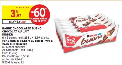 Kinder - Barre Chocolat Au Lait