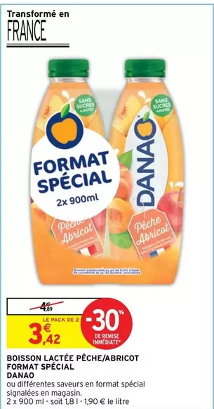 Danao - Boisson Lactée Pêche/Abricot Spécial Format - Promo Exceptionnelle!