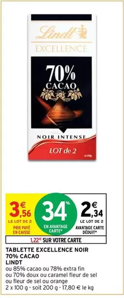 Lindt - Tablette Excellence Noir 7% Cacao