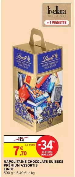 Lindt - Napolitains Chocolats Suisses Premium Assortis : Un assortiment de délices chocolatés à savourer sans modération !