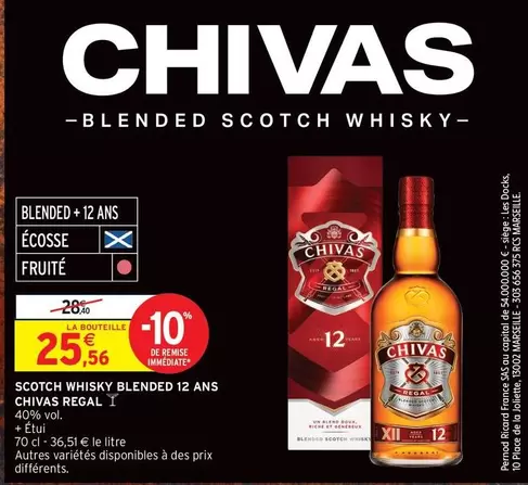 Chivas Regal - Scotch Whisky Blended 12 Ans