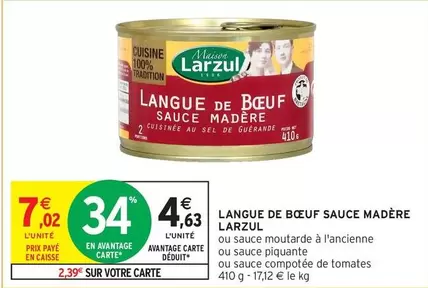 Maison Larzul - Langue De Bœuf Sauce Madère