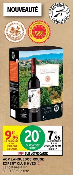 La Fontaine À Vin - AOP L'anguedoc Rouge Expert Club Hmes : Vin Rouge de Qualité avec Promotion Spéciale