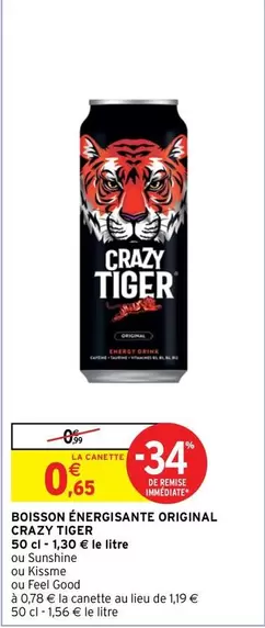 Crazy Tiger - Boisson Énergisante Original