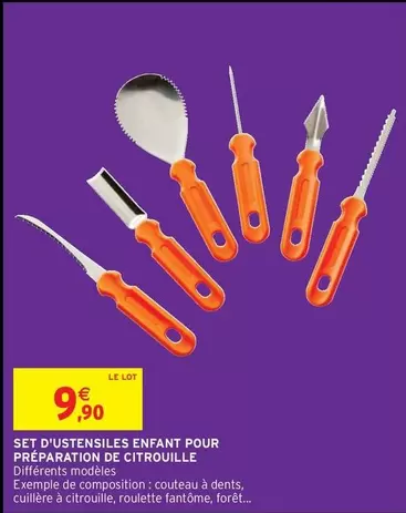 Set d'Ustensiles Enfant pour Préparation de Citrouille - Parfait pour Halloween avec des outils adaptés aux petits chefs