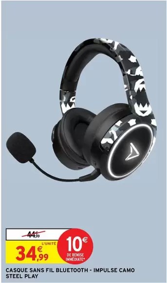 Casque Sans Fil Bluetooth Impulse Camo Steel Play - Design élégant, son de qualité, confort optimal