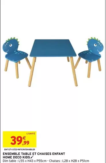 Dim - Ensable Table Et Chaises Enfant  Decora