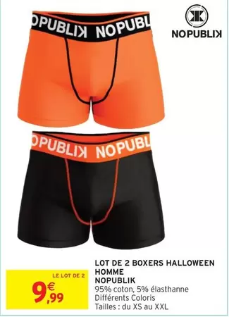 xs - Lot De 2 Boxers Halloween Homme