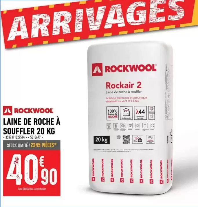 Rockwool - Rochwool Laine De Roche A Souffler 20 Kg offre à 40,9€ sur Batkor