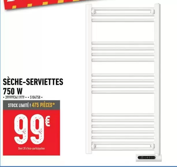 Sèche-serviettes 750 W offre à 99€ sur Batkor