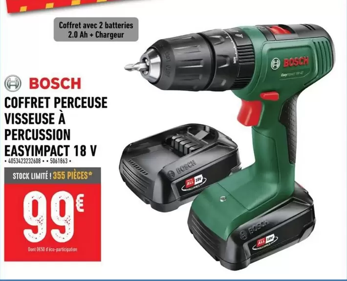 Bosch - Coffret Perceuse Visseuse A Percussion Easyimpact 18 V offre à 99€ sur Batkor