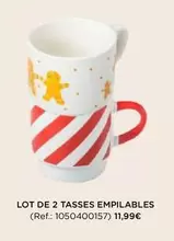 Lot De 2 Tasses Empilables offre à 11,99€ sur Muy Mucho