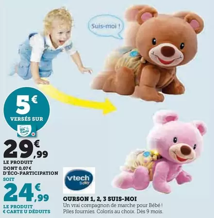 Vtech - Ourson 1, 2, 3 Suis-moi offre à 29,99€ sur Super U