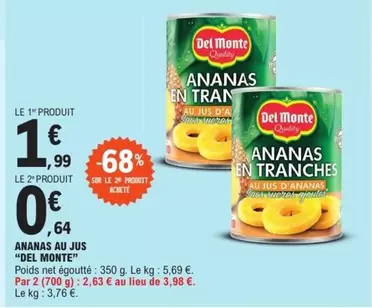 Del Monte - Ananas Au Jus offre à 1,99€ sur E.Leclerc Express