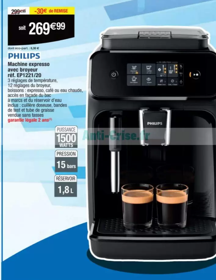 Philips - Machine Expresso Avec Broyeur offre à 269,99€ sur Cora