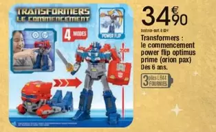 Transformers: Le Commencement Power Flip Optimus Prime (ori Jon Pax) offre à 34,9€ sur Cora