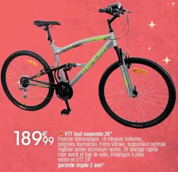 Vtt Tout Suspendu 26" offre à 189,99€ sur Cora