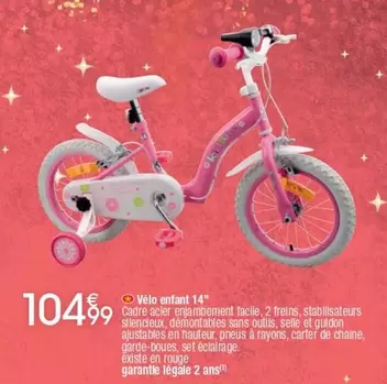 Vélo Enfant 14" offre à 104,99€ sur Cora