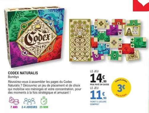 Bombyx - Codex Naturalis offre à 14,9€ sur E.Leclerc Espace Culturel