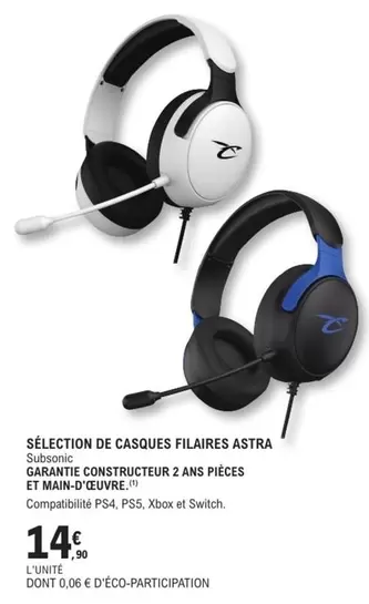 Astra - Sélection De Casques Filaires offre à 14,9€ sur E.Leclerc Espace Culturel