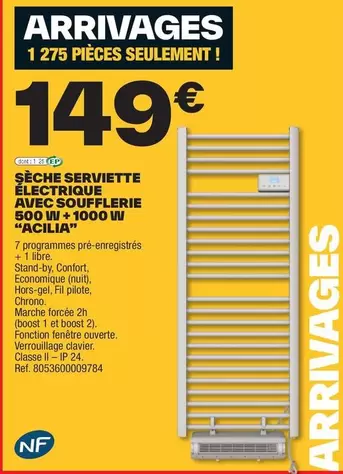 Boost - Sèche Serviette Électrique avec Soufflerie 500 W + 1000 W - Efficacité et Confort