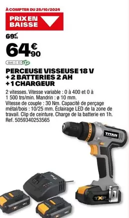 Perceuse Visseuse 18V avec 2 Batteries 2Ah et Chargeur - Idéale pour tous vos travaux à domicile !