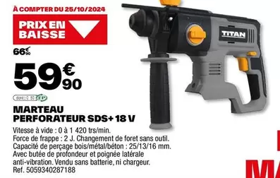 Titan - Marteau Perforateur Sds+18 V