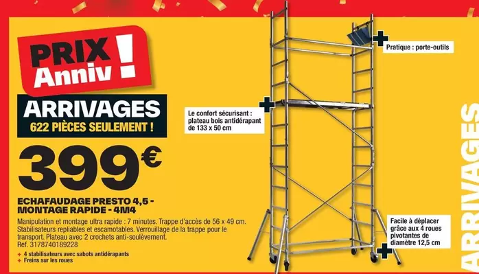 Echafaudage Presto 4,5 - Promotion Incontournable 41414 avec montage rapide