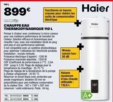 Haier - Chauffe Eau Thermodynamique 110 L