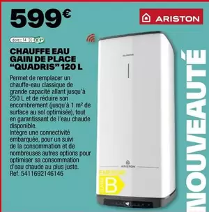 Ariston Quadris 120 L : Chauffe-Eau Gain de Place, Performance Optimale et Design Compact