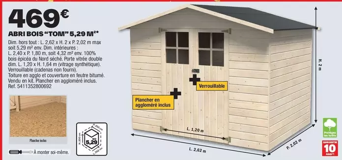 dim - abri bois "tomi" 5.29 m
