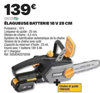 Élagueuse Batterie 18 V 25 Cm