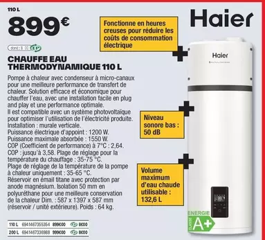 Haier - Chauffe Eau Thermodynamique 110 L