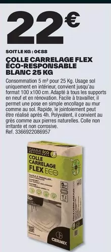 tous - colle carrelage flex eco-responsable blanc