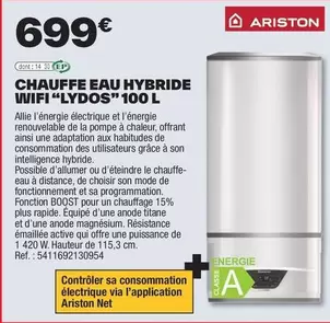 Ariston - Chauffe Eau Hybride Wifi "flydos" 100 L