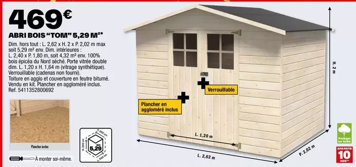 dim - abri bois "tomi" 5.29 m