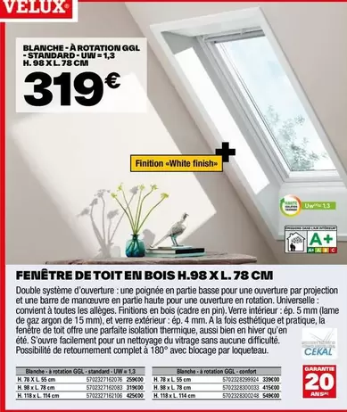 velux - Blanche À Rotation Ggl Standard-June -1,2