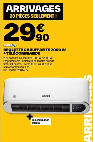 Réglette Chauffante 2000 W + Telecommande