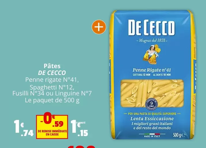 De Cecco - Pâtes offre à 1,15€ sur Coccinelle Express