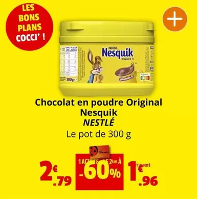 Nestlé - Chocolat En Poudre Original Nesquik offre à 1,96€ sur Coccinelle Express