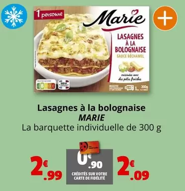 Marie - Lasagnes A La Bolognaise offre à 2,09€ sur Coccinelle Supermarché