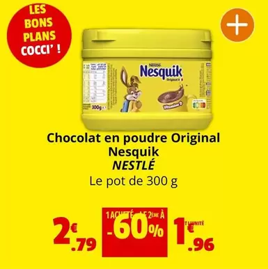 Nestlé - Chocolat En Poudre Original Nesquik offre à 1,96€ sur Coccinelle Supermarché