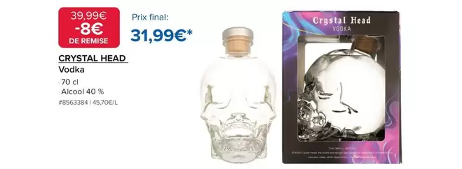 Crystal Head - Vodka offre à 31,99€ sur Costco