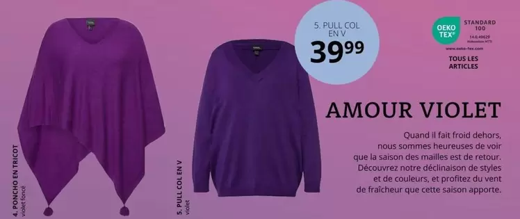 Oeko-Tex - Pull Col En V offre à 39,99€ sur Ulla Popken