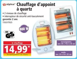 Alpina - Chauffage D'appoint À Quartz offre à 14,99€ sur Norma